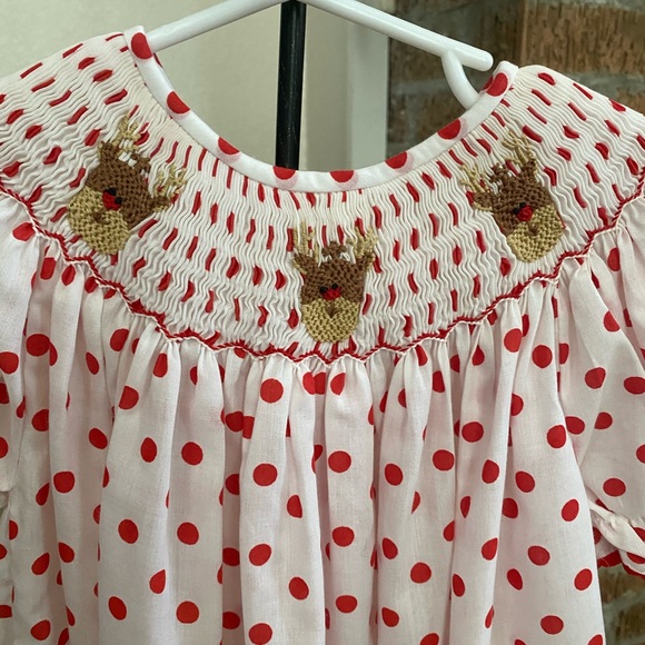 NWT Smocked Runway Toddler Girls Smocked Christmas Dress size 3 - Picture 7 of 16